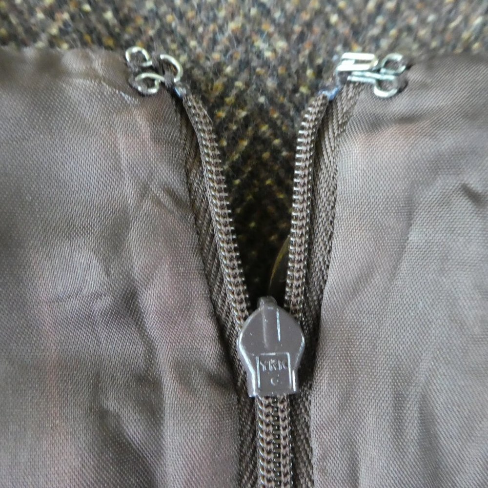 Wool Ann Taylor Dress Career Work Wear Brown Lined Sleeveless Back YKK Zip 6 - Picture 7 of 9